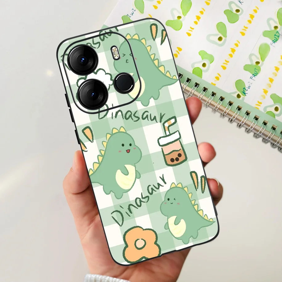 For Infinix Smart 7 HD Case Smart 7 Plus Soft Silicone Cover for Infinix Smart7 HD Capa Smart7hd Phone Cases Cute Dinosaur Funda