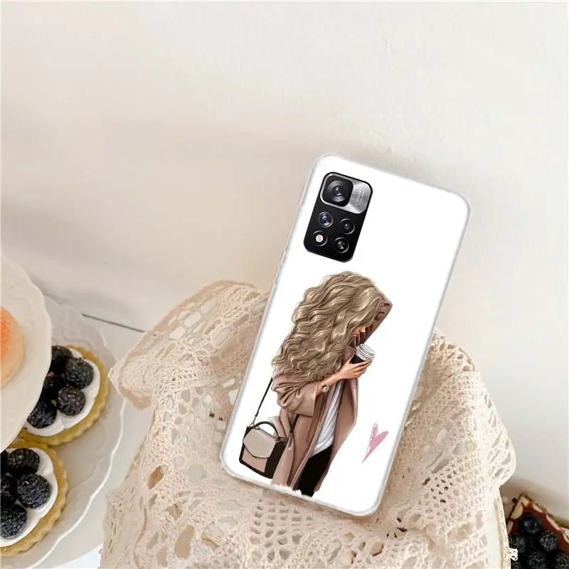 Princess Female Boss Coffee Phone Case For Xiaomi Redmi Note 11 12 14 Pro Plus 12S 11S 11T 11E 10S 10 9 9S 4G 5G 8 8T Cover Coqu