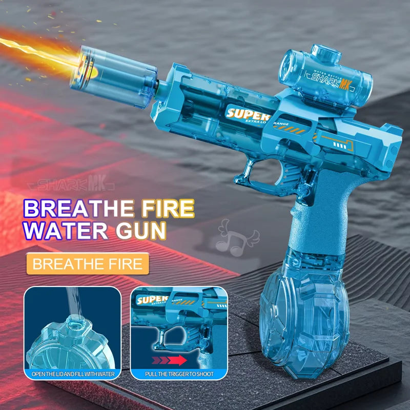 Electric Water Gun Light Up Automatic Squirt Long Range Water Gun Summer Outdoor Beach Pool Party For Adults And Kids Toy Gifts