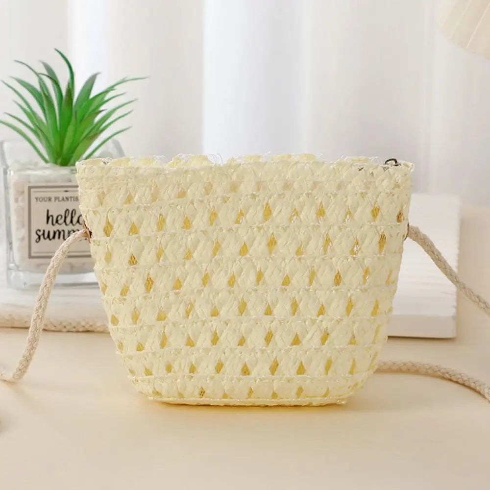 Hot Mini Straw Bag Hollow Handwoven Shoulder Handbag Crossbody Bag Kid Summer Beach Straw Bag Envelope Wallet for Wowen Girls