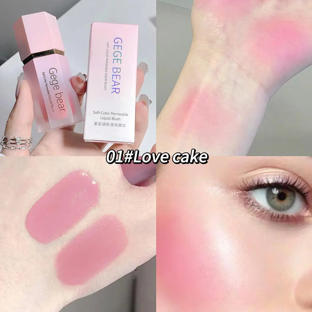 Gege Bear Liquid Blush Cream Smooth Velvet Matte Pink Blusher Natural Easy To Smudge Long Lasting Face Beauty Cosmetics
