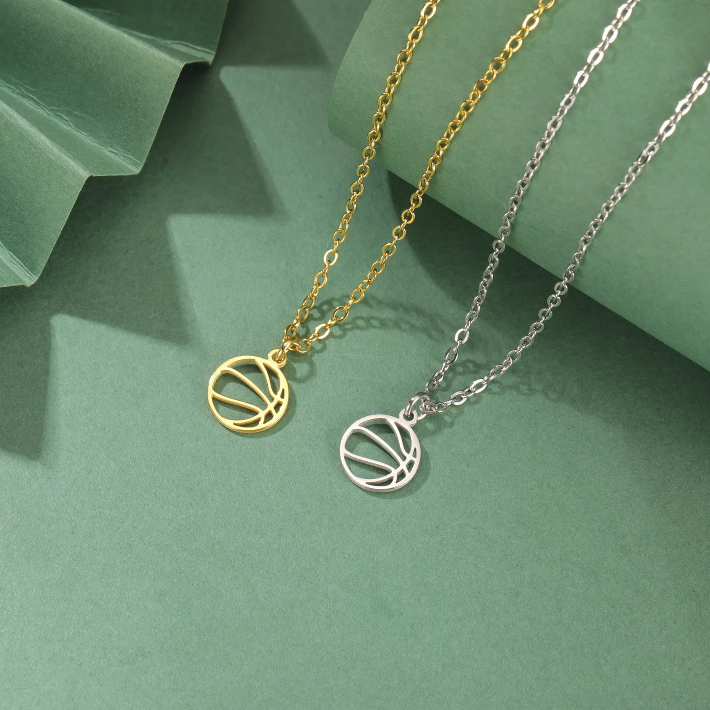 HIPEE Fashion Ball Necklace Stainless Steel Basketball Charm Pendant Necklaces For Women Men Sports Jewelry Party Gifts