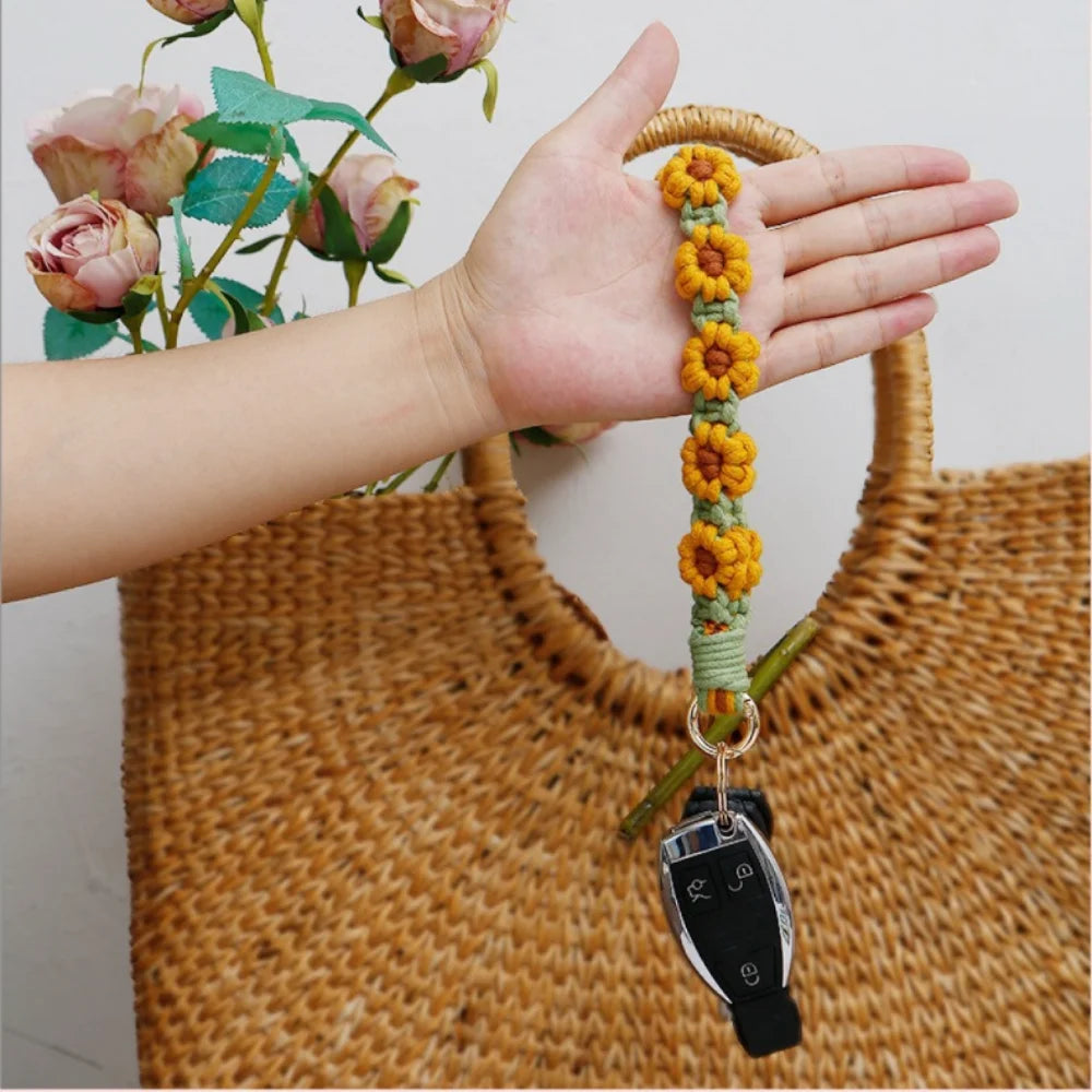 Artisan Crafted Handmade Mobile Accessory Flower Charm Woven Bag Pendant For Fashion Accessory Phone Decoration Gift Idea