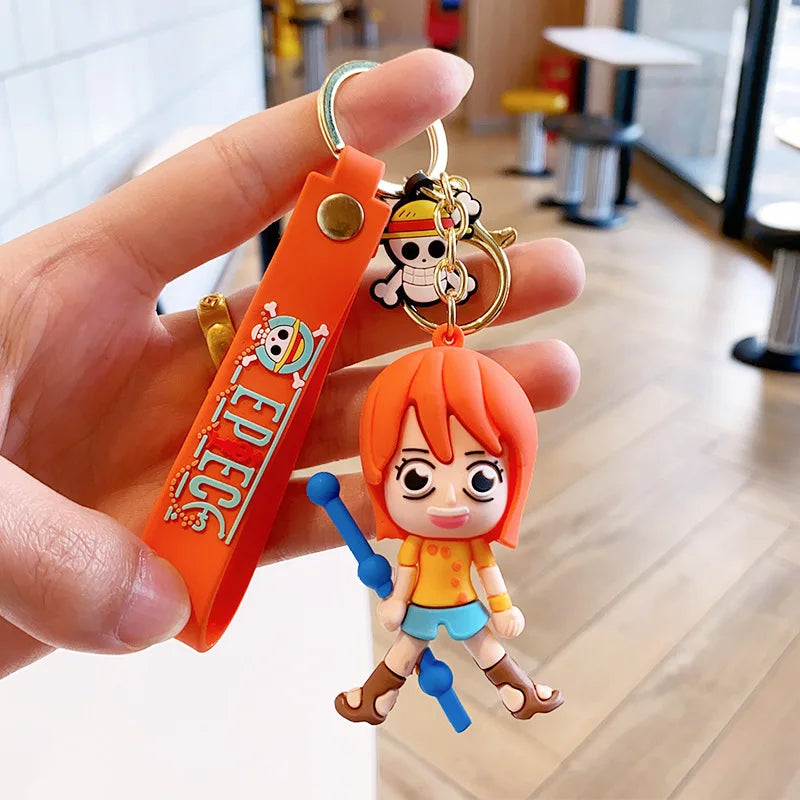 Anime One Piece Figures Keychain Monkey D. Luffy Nami Zoro Key Chain Car Bag Pendant Pvc Model Doll Decor for Friends Kids Gift