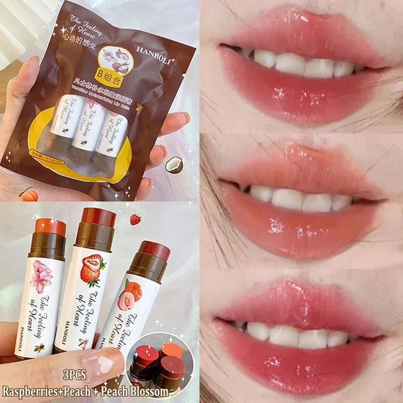 3 Colors/set Lipstick Lip Nourishing Lip Tint Lips Makeup Watery Lipgloss Lasting Moisturizing Colored Lip Balm Beauty Cosmetics