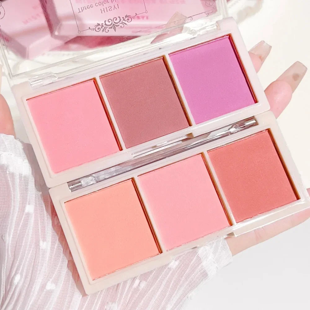 Three-color Blush Natural Color Rendering Delicate Non-flying Powder Matte Rouge Holding Makeup Clear Vitality Girl Blush Purple