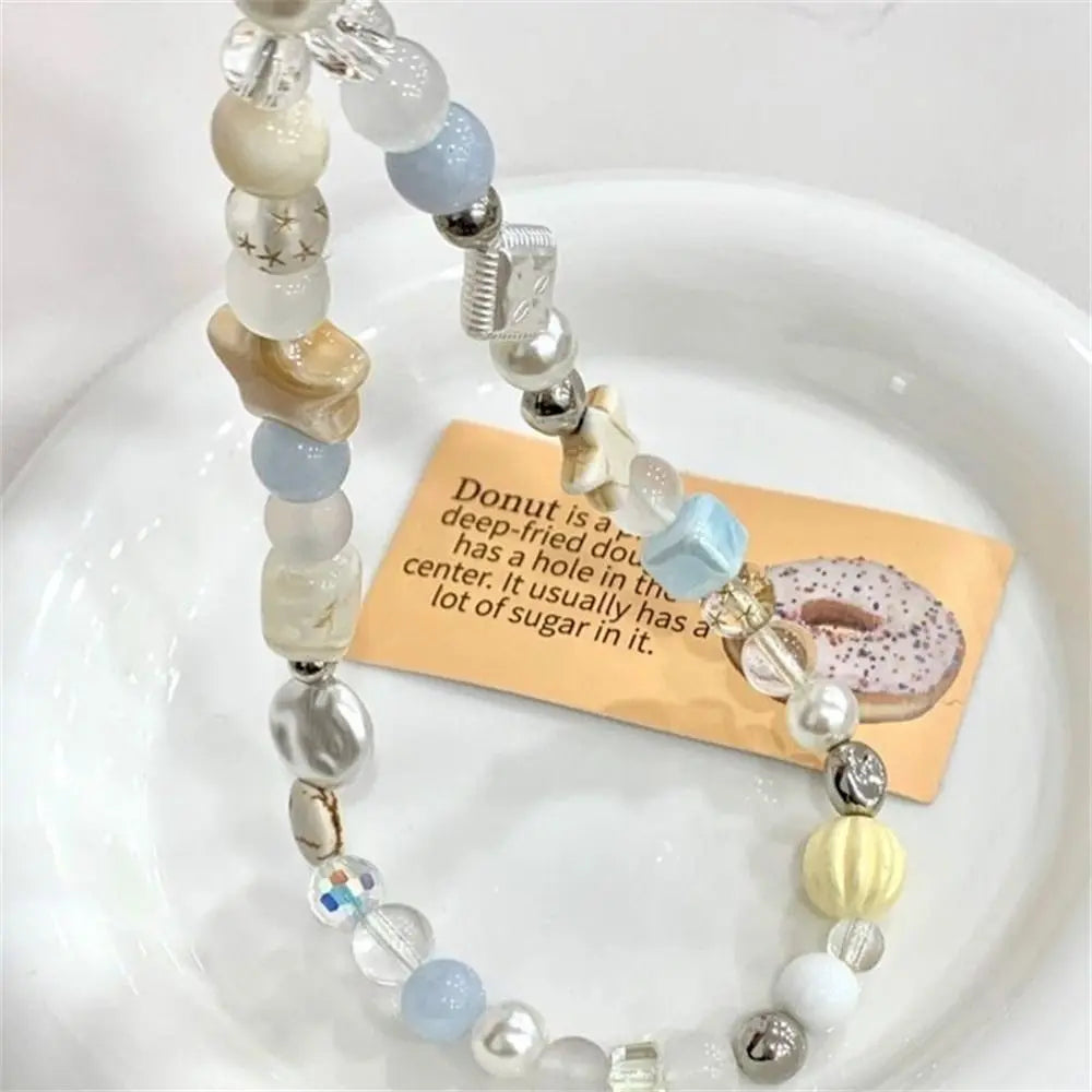 Hanging Cord Beaded Phone Chain Trendy Pendant Phone Charms Star Pearl Phone Strap Women Girls Handmade Summer Mobile Lanyard