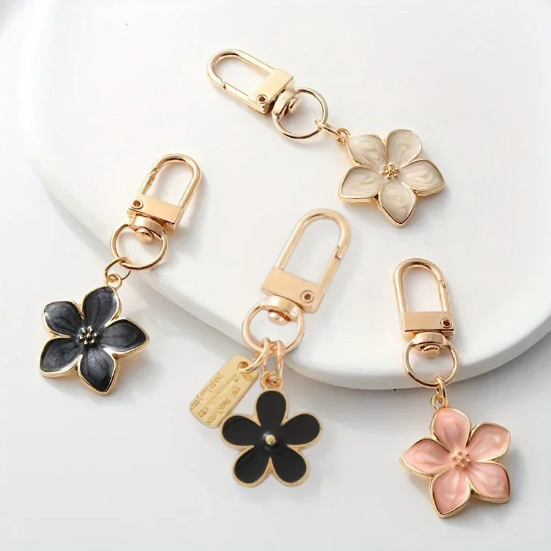 Cute Cherry Blossom Keychain Enamel Flower Pendant Key Chain Couple Car Key Holder Accessories For Women Girls Handbag Jewelry