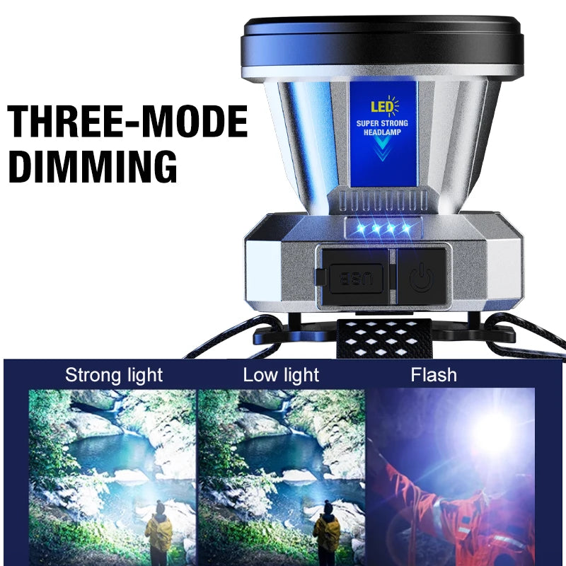 Super Bright LED Rechargeable High-power Headlights High Brightness Emergency Charging Outdoor Head Flashlight Fishing Lamp