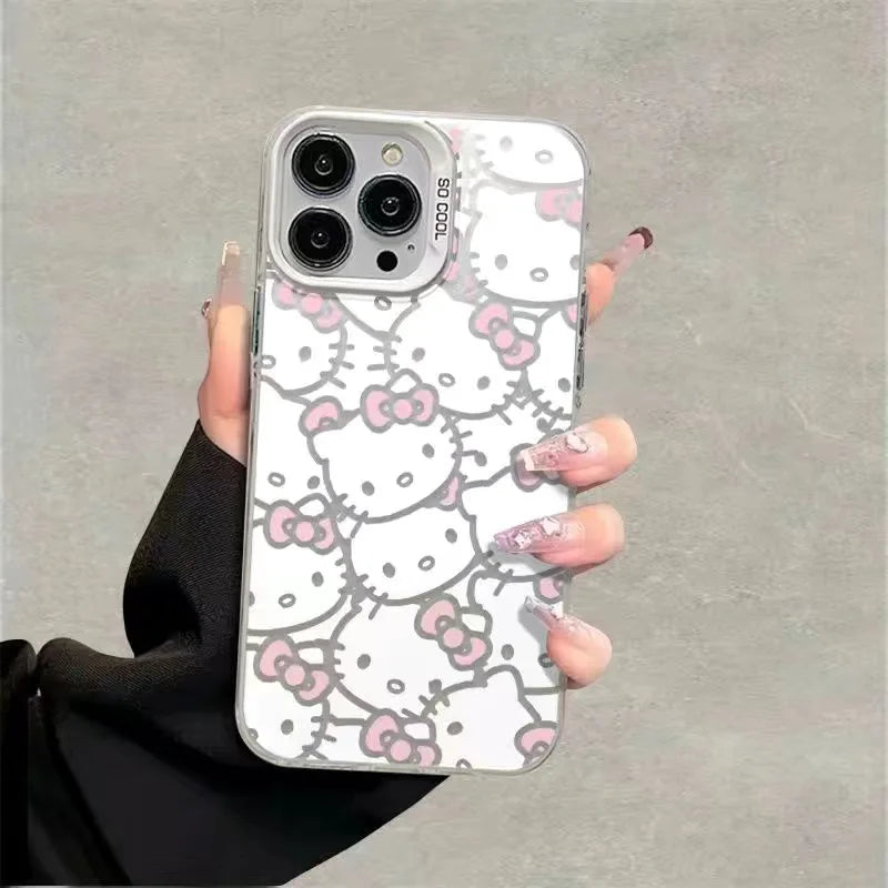 Hello Kitty Full Screen Kawaii Phone Case For iPhone 16 15 14 13 Pro Max 11 12 13 Pro XR XS MAX Pink Girl Y2K Cute Cartoon Cover