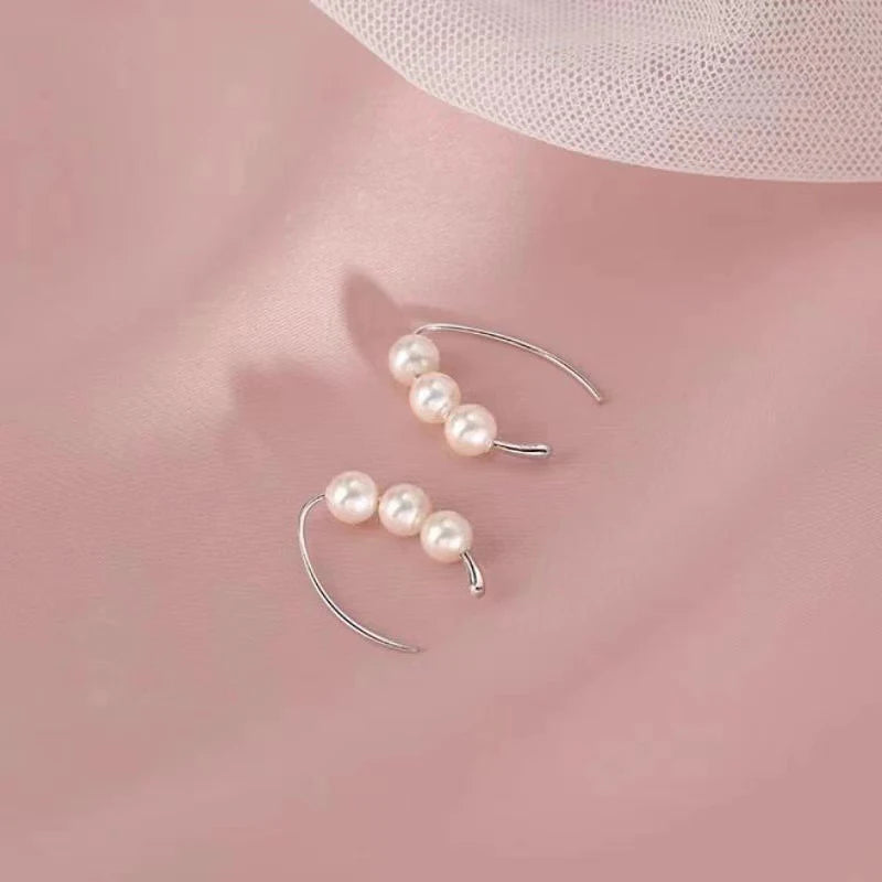 1Pair New Fashion White Pearl Stud Earrings Light Luxury Round Wedding Earrings For Woman Gifts Sweet Earring Girl Jewelry