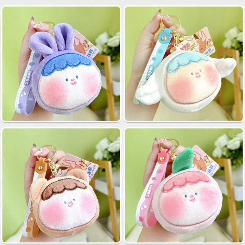 Plush Keychain Lovely Fruit Style Cartoon Doll Plush Toy Stress Relief Soft Stuffed Doll Key Ring Backpack Pendant Girl Toy Gift