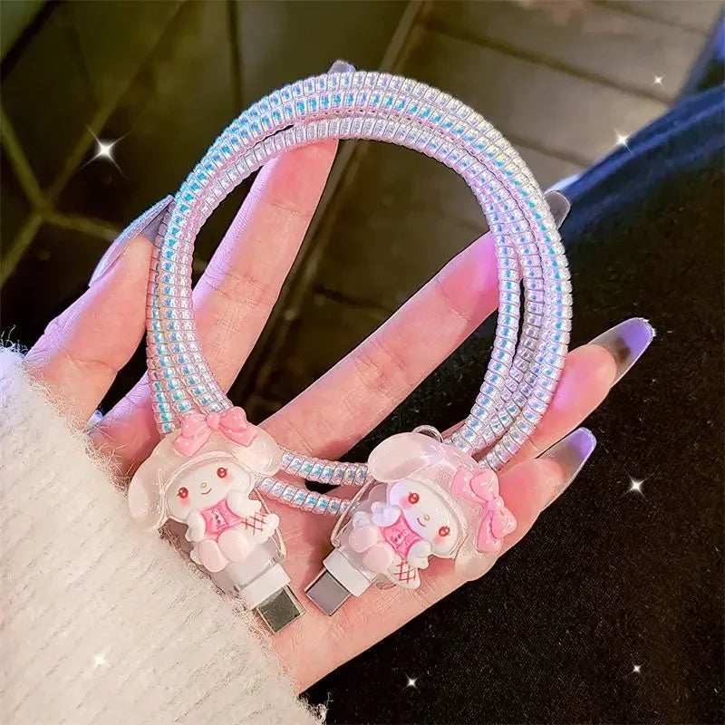 Sanrio Cinnamoroll IPhone Charger Protective Case for IPhone15 Cute Cartoon My Melody Mobile Phone Data Cable Protective Case