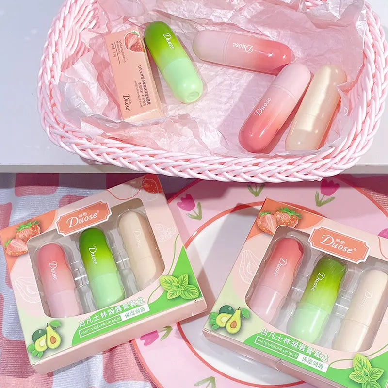 1/3pcs/set Fruits Lip Balm Sets,Temperature Color Change Moisturizing Nourishing Hydrating Lipstick Kits,Lips Skin Lip Gloss