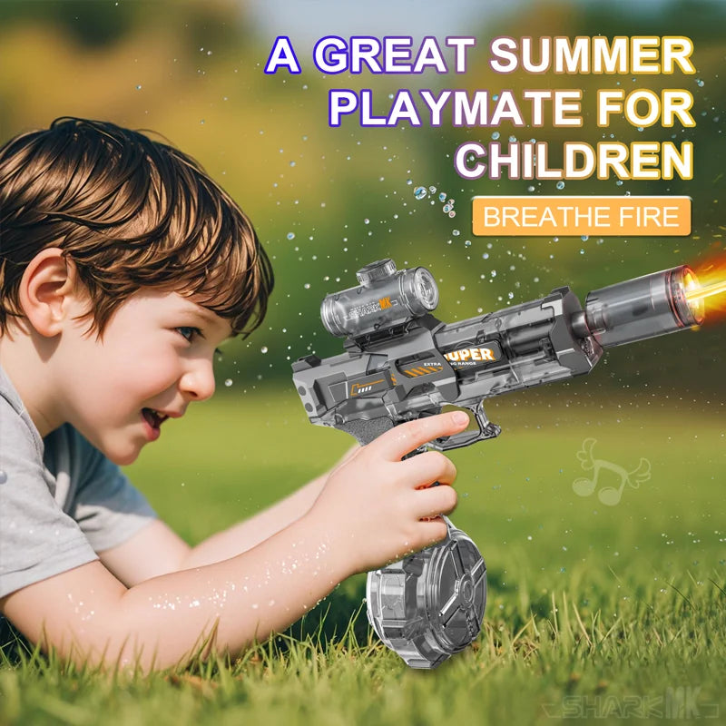 Electric Water Gun Light Up Automatic Squirt Long Range Water Gun Summer Outdoor Beach Pool Party For Adults And Kids Toy Gifts