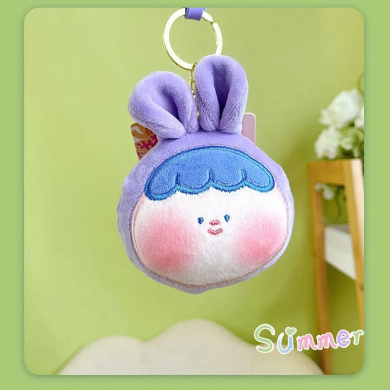 Plush Keychain Lovely Fruit Style Cartoon Doll Plush Toy Stress Relief Soft Stuffed Doll Key Ring Backpack Pendant Girl Toy Gift