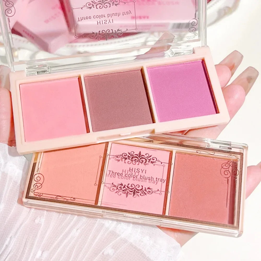 Three-color Blush Natural Color Rendering Delicate Non-flying Powder Matte Rouge Holding Makeup Clear Vitality Girl Blush Purple