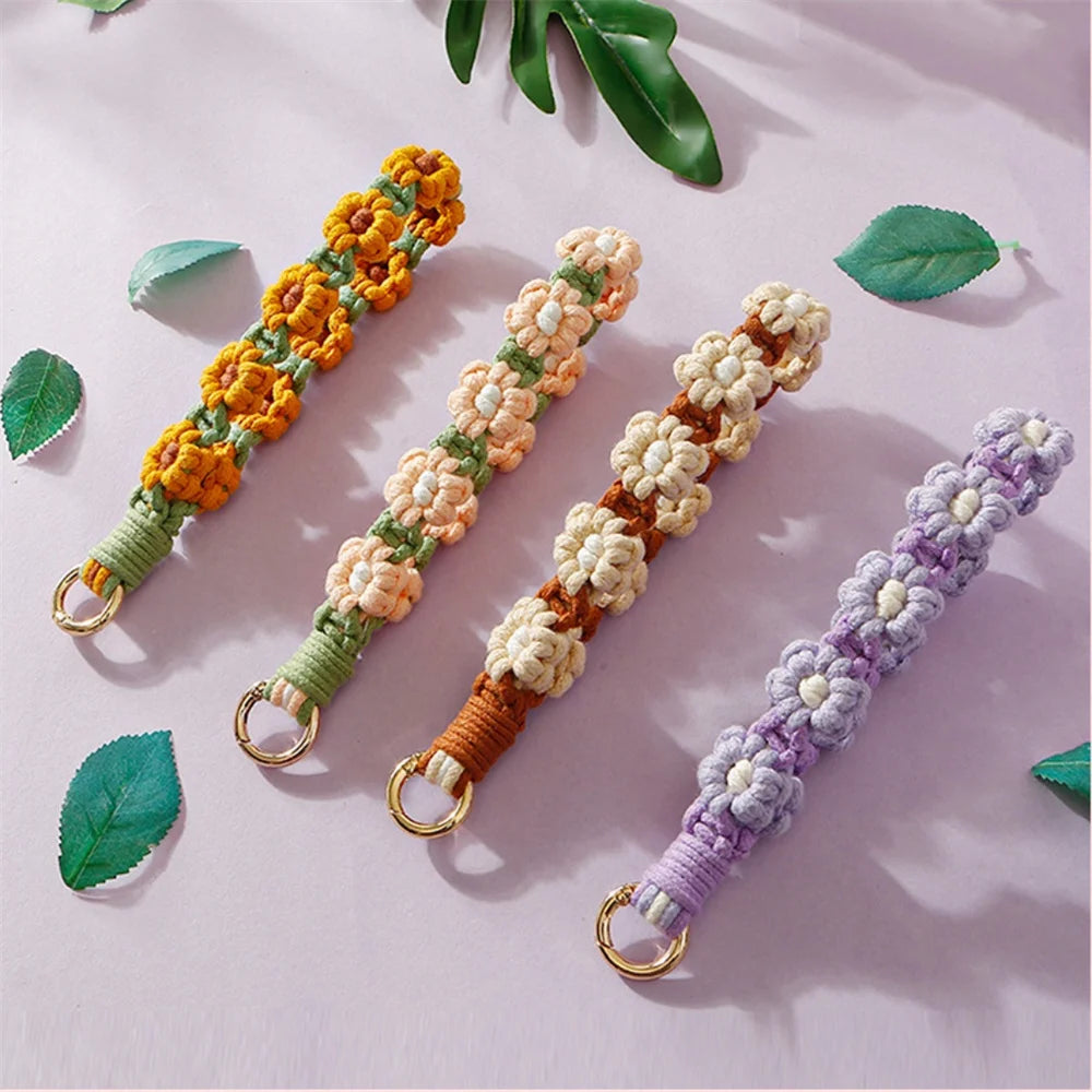 Artisan Crafted Handmade Mobile Accessory Flower Charm Woven Bag Pendant For Fashion Accessory Phone Decoration Gift Idea