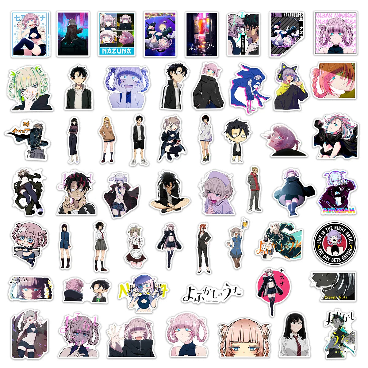 10/30/50PCS Call Of The Night Anime Stickers Kou Nazuna Sticker Waterproof Laptop Skateboard Motorcycle Guitar Phone Girls Decal