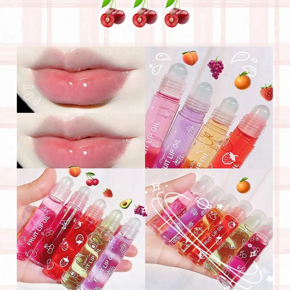 6 Colors Roll-on Fruit Essence Lip Balm LIP Gloss Fruity Lip Oil Gloss Moisturizing Lip Balm Transparent Lip Oil Mirror Randomly