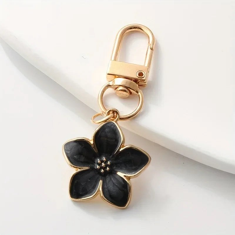 Cute Cherry Blossom Keychain Enamel Flower Pendant Key Chain Couple Car Key Holder Accessories For Women Girls Handbag Jewelry