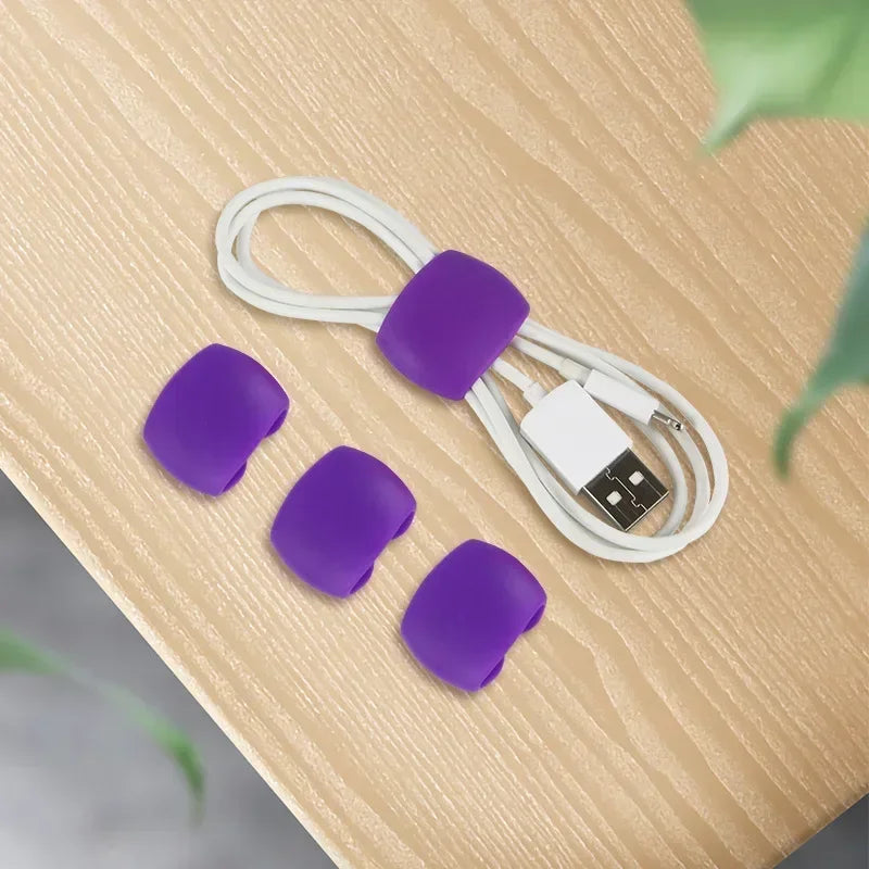 4pcs Cable Winder Cable Organizer Clips Mouse Wire Headphone Holder USB Charger Holder Desk Tidy Organizer Wire Cord Protector