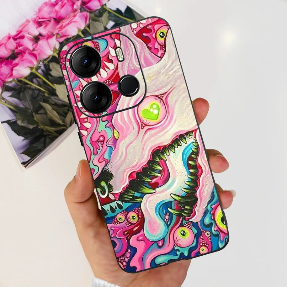 For Infinix Smart 7 HD Case Smart 7 Plus Soft Silicone Cover for Infinix Smart7 HD Capa Smart7hd Phone Cases Cute Dinosaur Funda