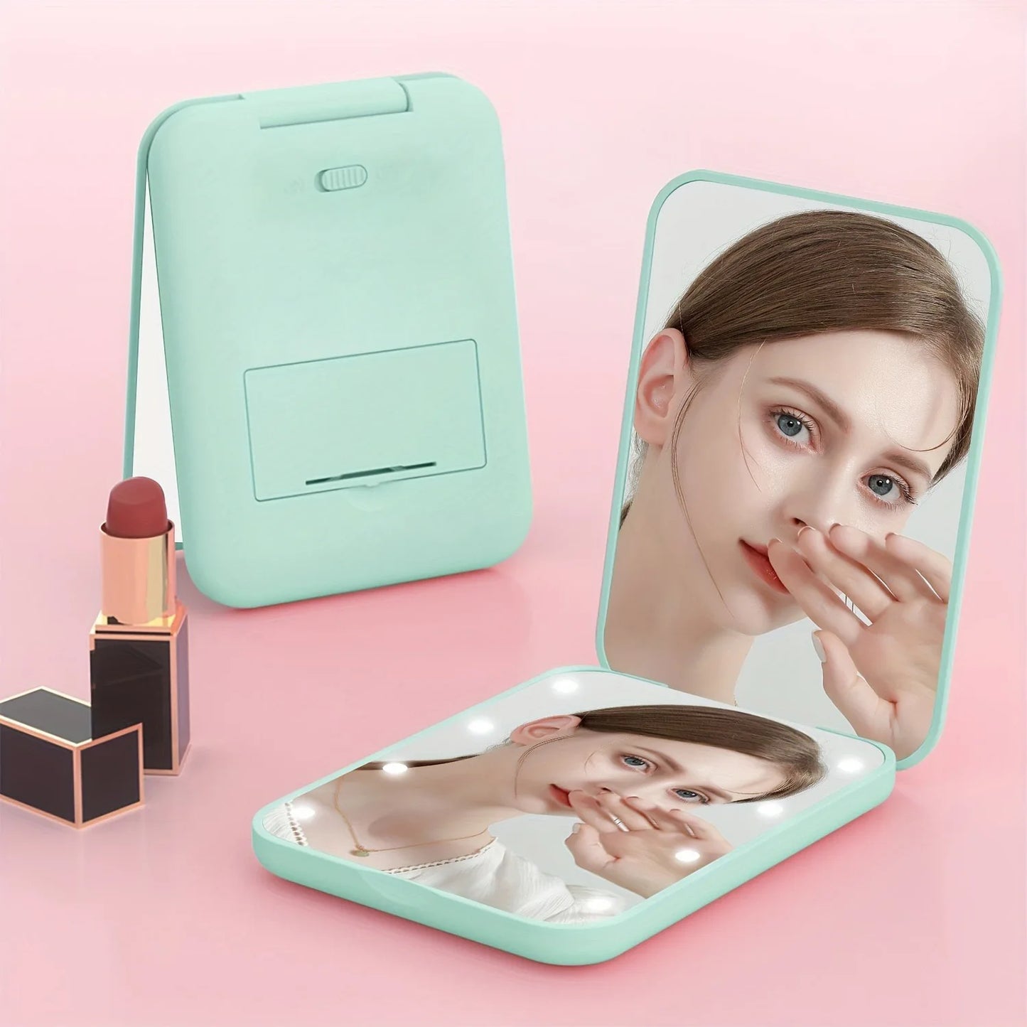 Mini Compact Led Makeup Mirror With Light 3X Magnifying Small Pocket Portable Travel Pink Black Foldable Cosmetic Vanity Mirrors