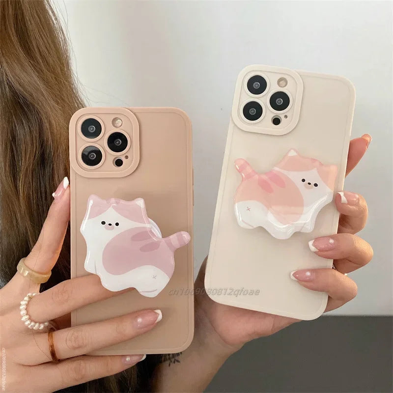 Korea Cute Cartoon Kitten Grip Acrylic Mobile Phone Holder Socket Stand Ring Cell Phone Support Bracket Smartphone Accessories