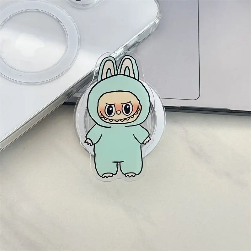 Korean La Cute BuBu Cartoon Magnetic Phone Grip Tok Griptok Phone Holder Girl for IPhone 16 15 13 Samsung Universal Stand Holder