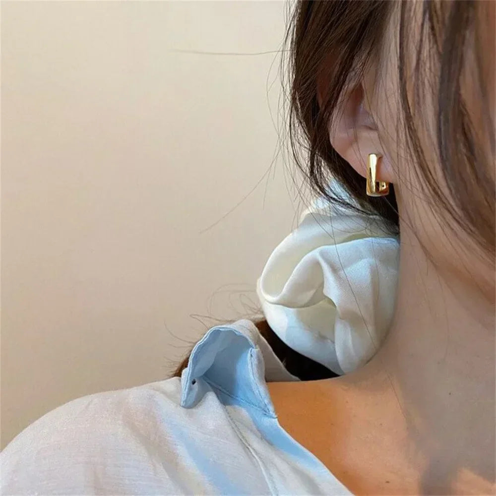2024 New Simple Geometric U-Shaped Earrings for Women Fashionable Gold Color Irregular Earrings Trendy Jewelry Accessories