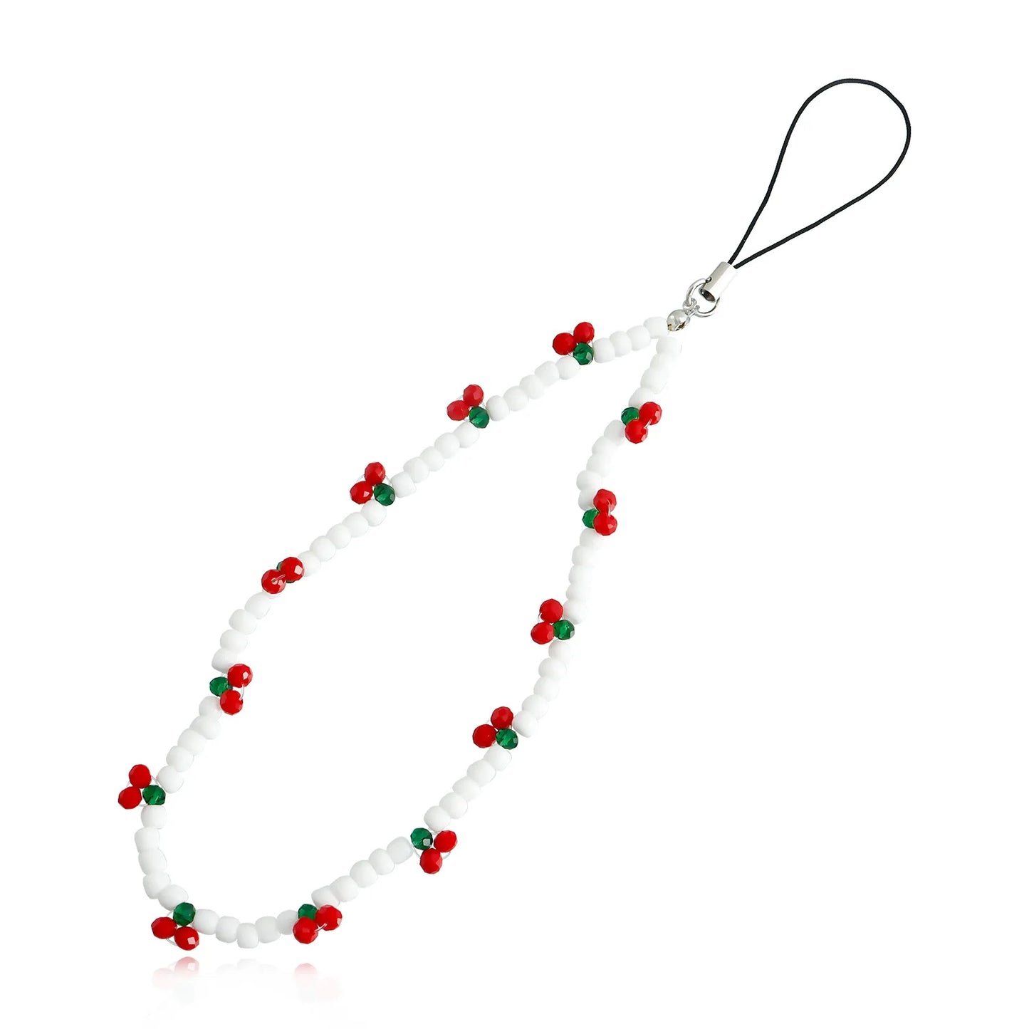 2023 Trendy Mobile Strap Phone Charm Cherry Beaded Phone Chain Jewelry For Women Anti-Lost Lanyard Gift Keychain Wholesales