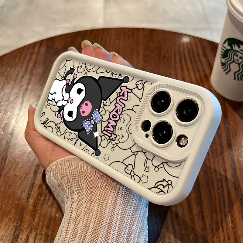 Kuromi My Melody Phone Case For iPhone 11 12 13 14 15 16 Pro Max Sanrio Thicken Case For iPhone 15 16 Plus Soft Protective Cover