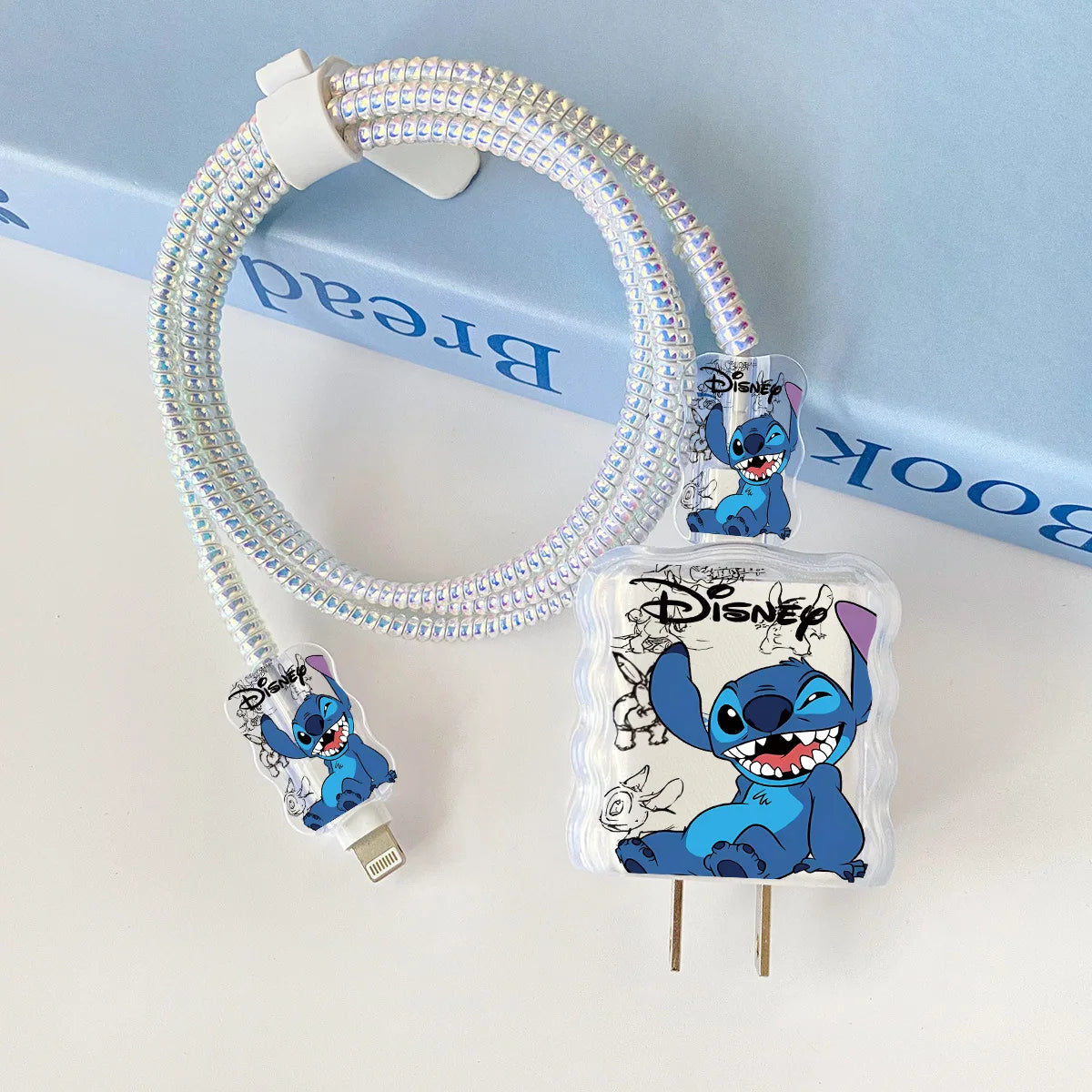 Anime Stitch Cartoon Stitch Charging Data Cable Protector Winder Accessories for Iphone 20W Charger Protective Shell Case Gifts