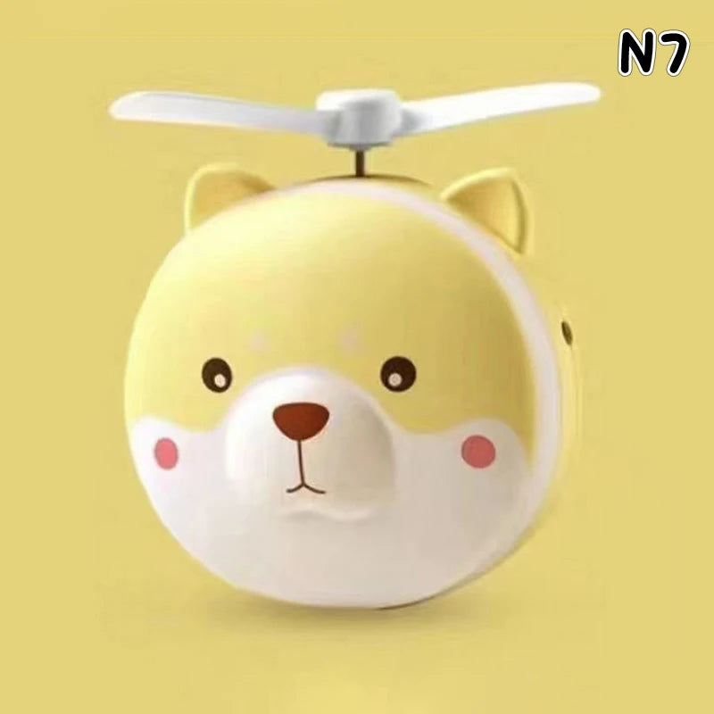 Cute Piggy Makeup Mirror With Led Light Handheld Cosmetic Mirror With Small Fan Girls Travel Portable Vanity Mirror HD Mirror