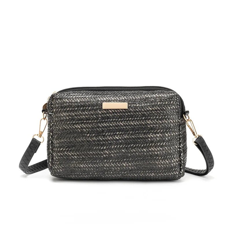 Solid Color Bag Women Woven Shoulder Bag Messenger Bag Fashion Straw Beach Bag Purses and Handbags Bolsa De Paja Drop Shipping