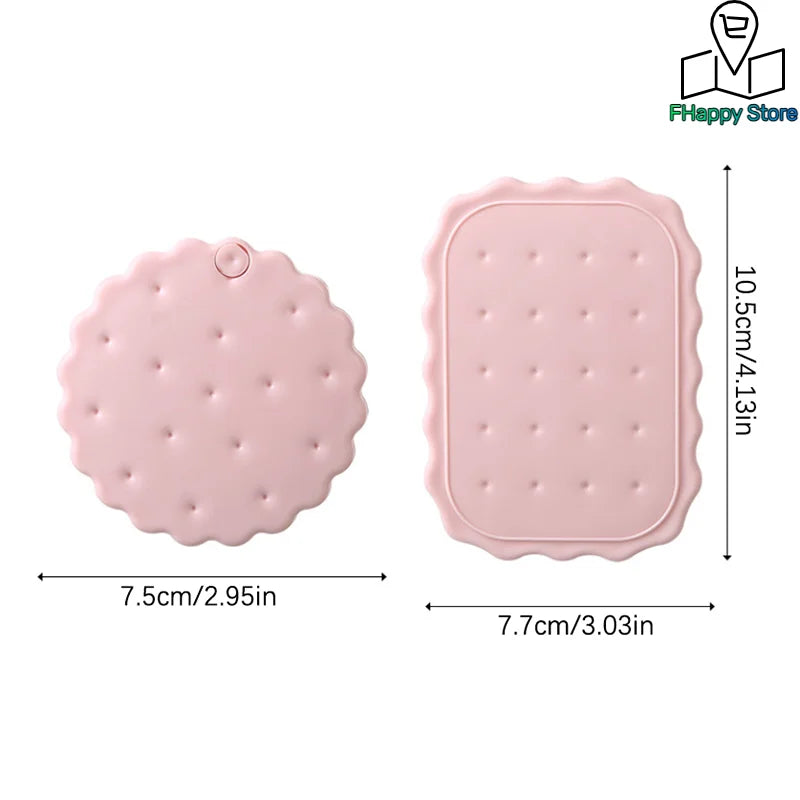 Mini Biscuit Hand-Held Mirror Portable Cheese Biscuit Design Biscuit Make-Up Mirror Cute Folding Biscuit Pocket Mirror Travel