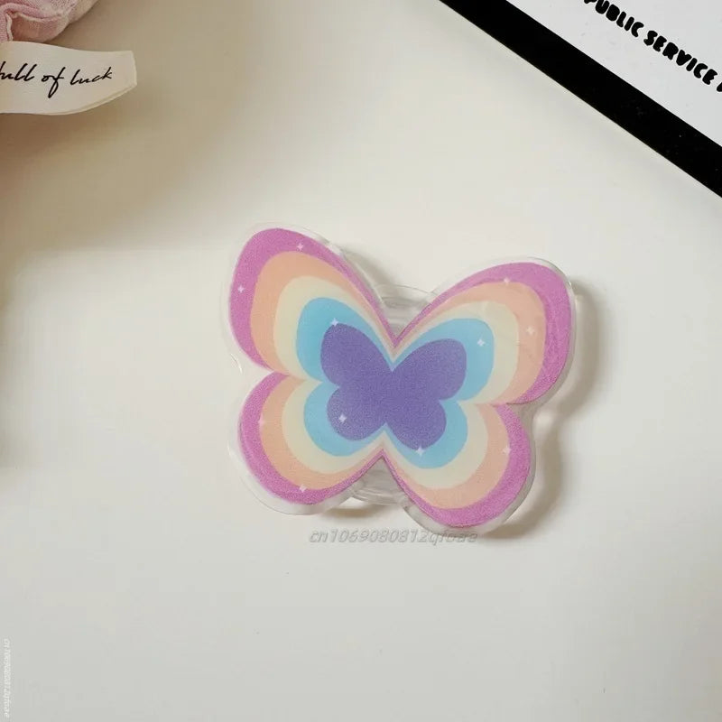Cute Butterfly Phone Grip Tok Griptok Holder Ring For iPhone 15 Universal Accessories Lovely Bowknot Phone Stand Bracket Socket