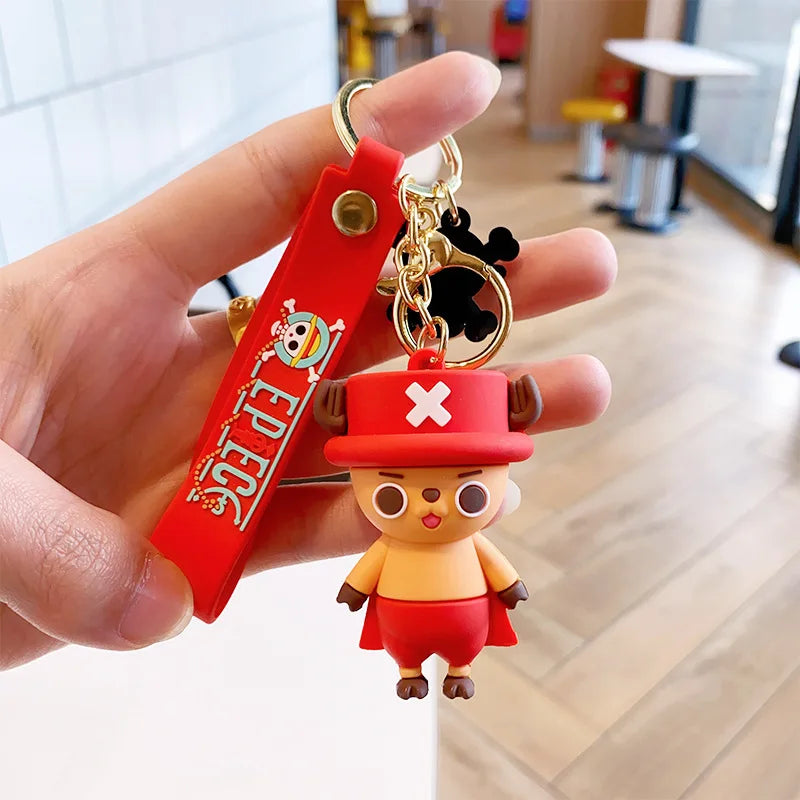 Anime One Piece Figures Keychain Monkey D. Luffy Nami Zoro Key Chain Car Bag Pendant Pvc Model Doll Decor for Friends Kids Gift