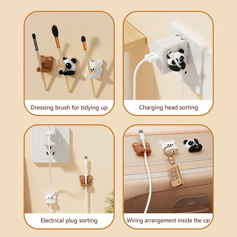 Cute Desktop Cable Organizers Holder Clips Desk Tidy Organiser Self Adhesive Cable Management Office Wire Cord Holder