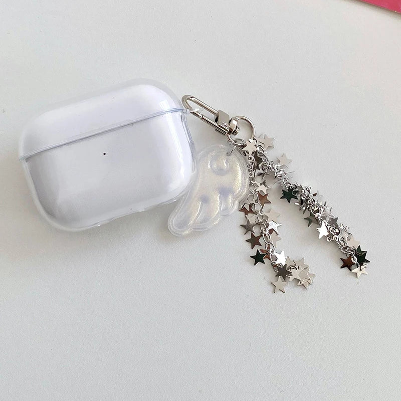 1 Piece Cute Angel Wings Star Chain Mobile Phone Charm Keychain Y2K Backpack Pendant Bag Hanging Ornament Girl Gift