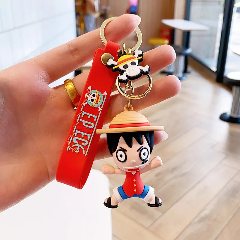 Anime One Piece Figures Keychain Monkey D. Luffy Nami Zoro Key Chain Car Bag Pendant Pvc Model Doll Decor for Friends Kids Gift