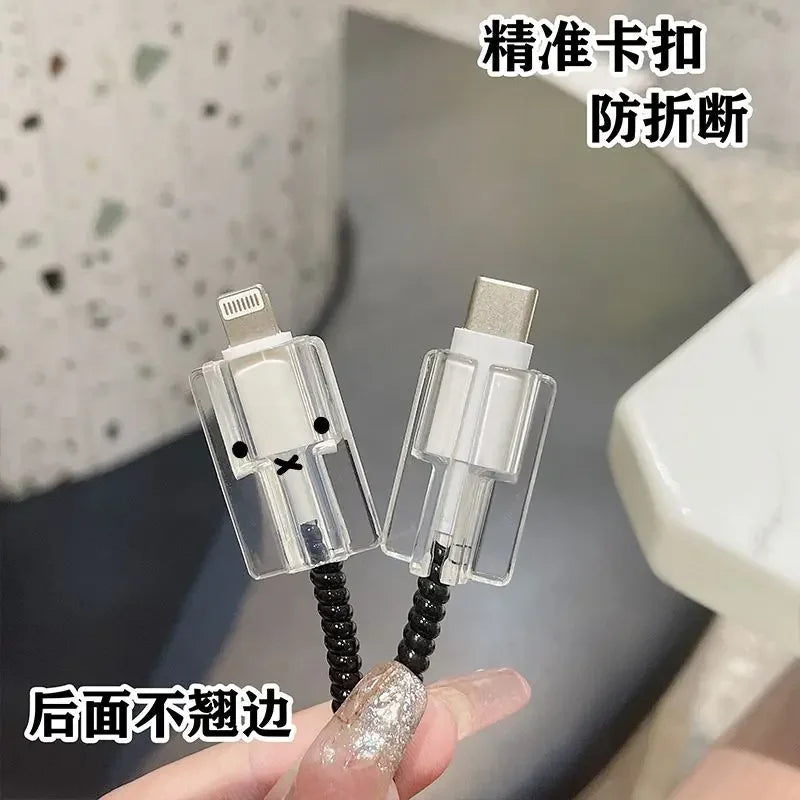Kawaii Miffy Apple 15 16 Data Cable Protection Cover IPhone 11 12 13 14 Promax Fast Charge 20W Charger Cable Protection Cover