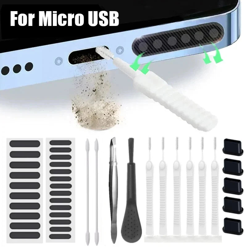 Universal Phone Mobile Phone Speaker Charging Port Cleaning Set for iPhone 16 15 Pro Samsung Xiaomi Earphones Cleaner Kit Brush