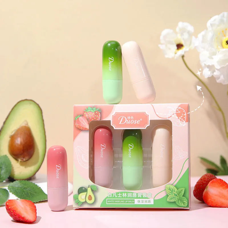 1/3pcs/set Fruits Lip Balm Sets,Temperature Color Change Moisturizing Nourishing Hydrating Lipstick Kits,Lips Skin Lip Gloss