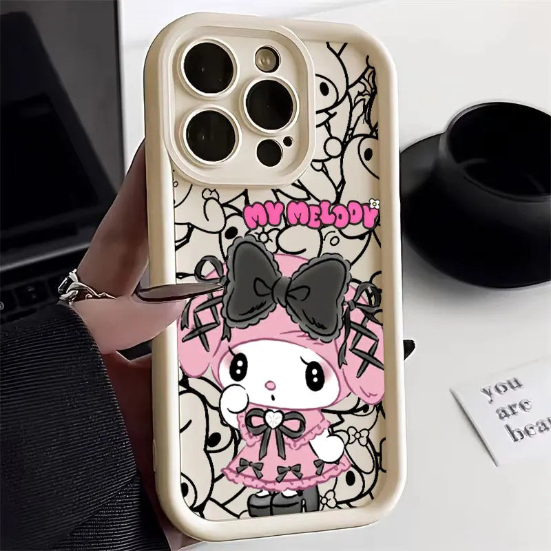 Kuromi My Melody Phone Case For iPhone 11 12 13 14 15 16 Pro Max Sanrio Thicken Case For iPhone 15 16 Plus Soft Protective Cover