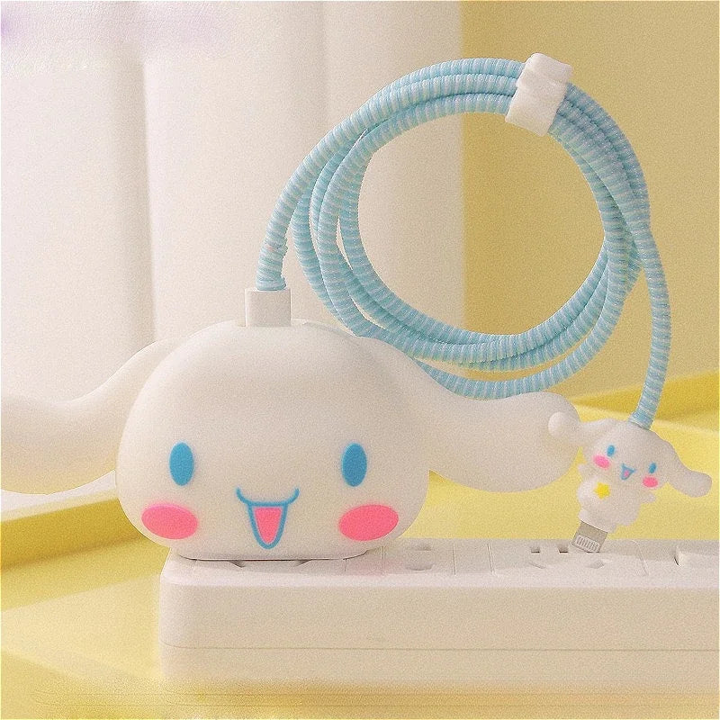 Sanrios Kuromi HelloKitty Melodys Cable Protector for Iphone Ipad 20W Charger Case Kawaii Anime Winnie Stellalou Protector Shell