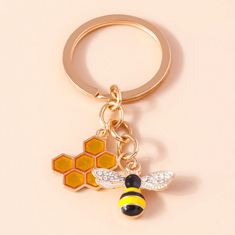 Cute Enamel Flower Keychain Butterfly Key Rings Pendants for Key Holder Women Girls Handbag Decor DIY Jewelry Gifts