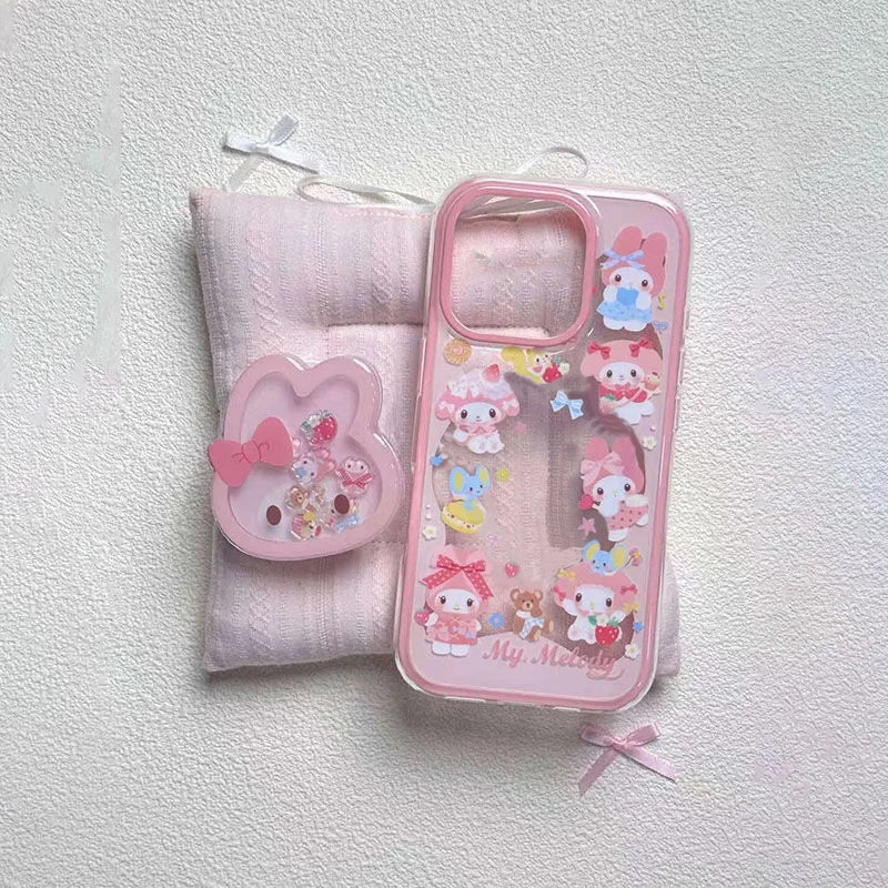 MINISO Kawaii Anime My Melody Cartoon Girl Soft Shell Anti-fall Mobile Phone Case Student Surroundings Iphone Mobile Phone Case