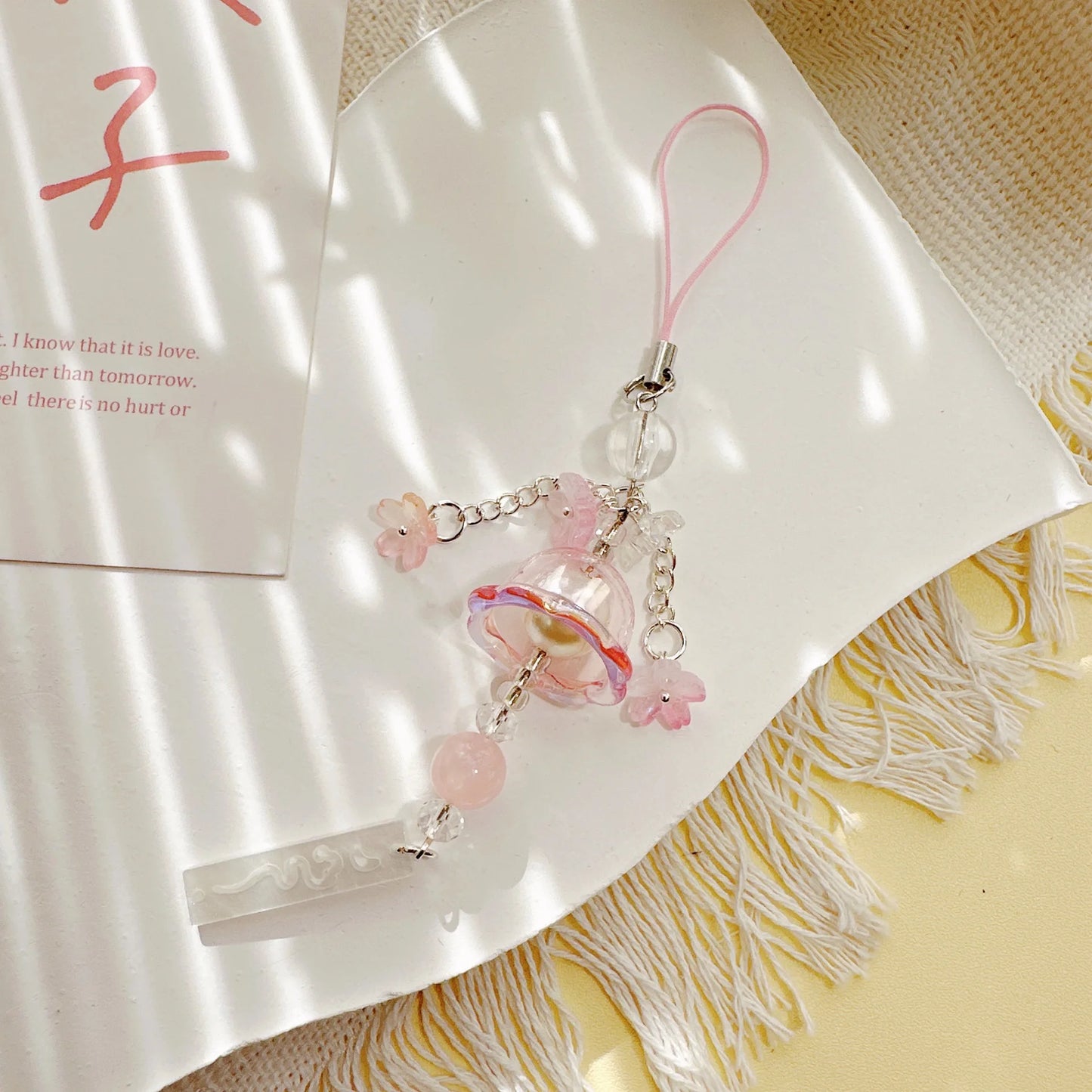 Phone Charm Strap Jellyfish Wind Chime Lily Flower Pendant Keychain Cute Key Phone Lanyard Women Girl Bag Ornament
